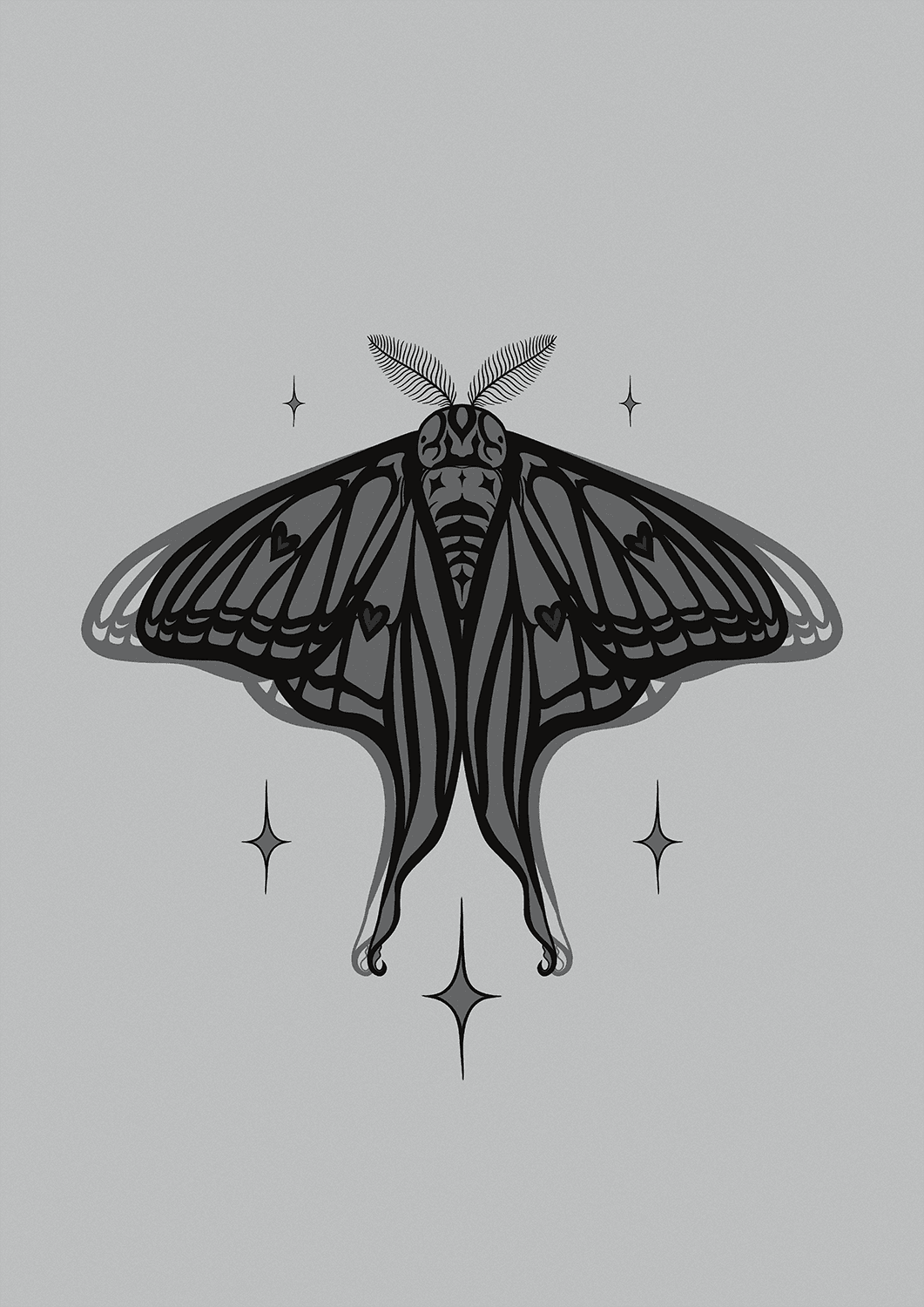 Heart Moth (Black and Grey)