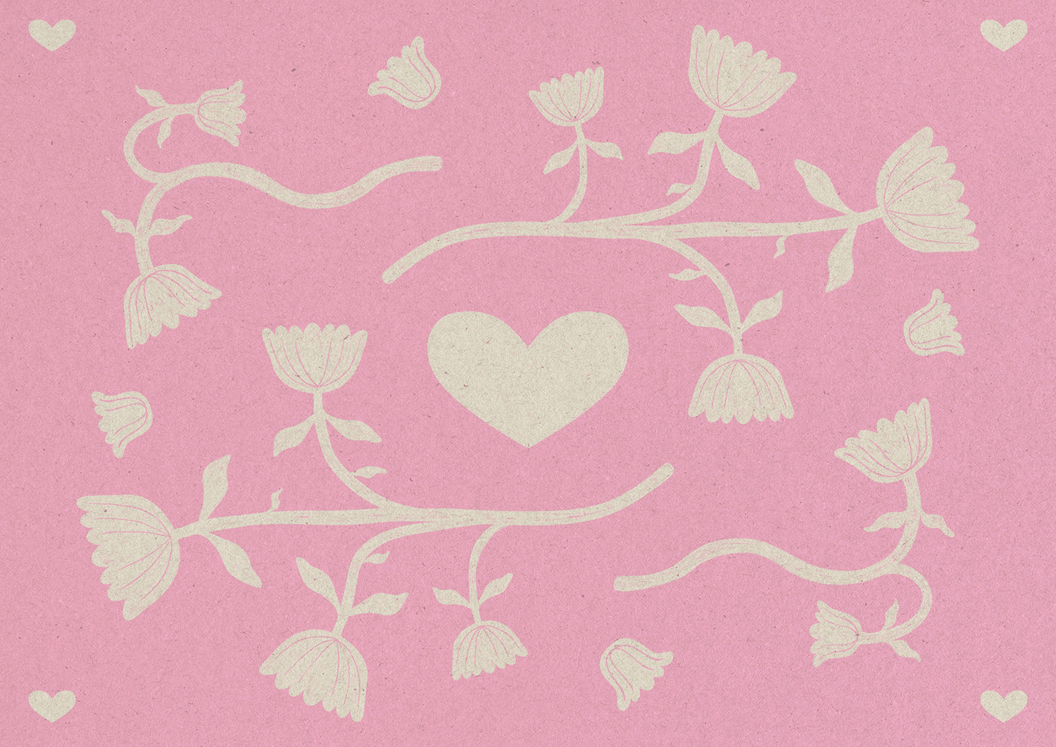 Heart & Flowers (Pink)