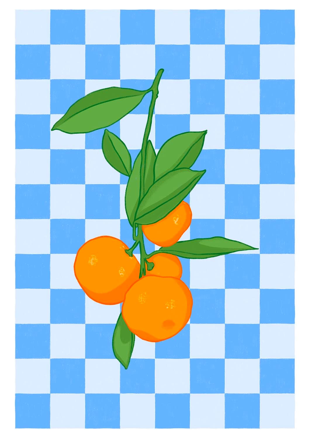Mandarins on Blue Grid