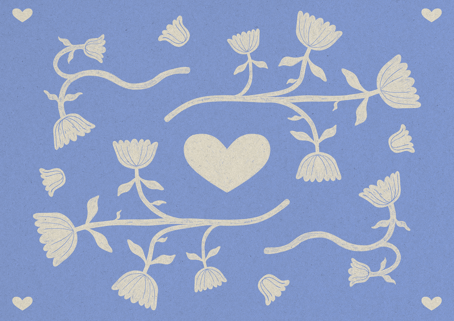 Heart & Flowers (Blue)