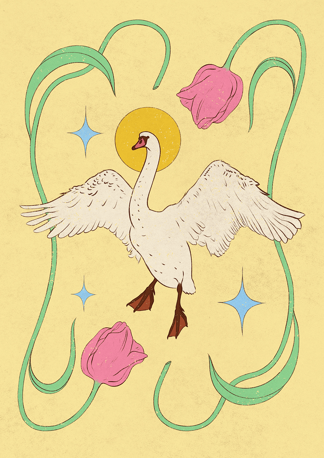 Swan with Tulips (Yellow)